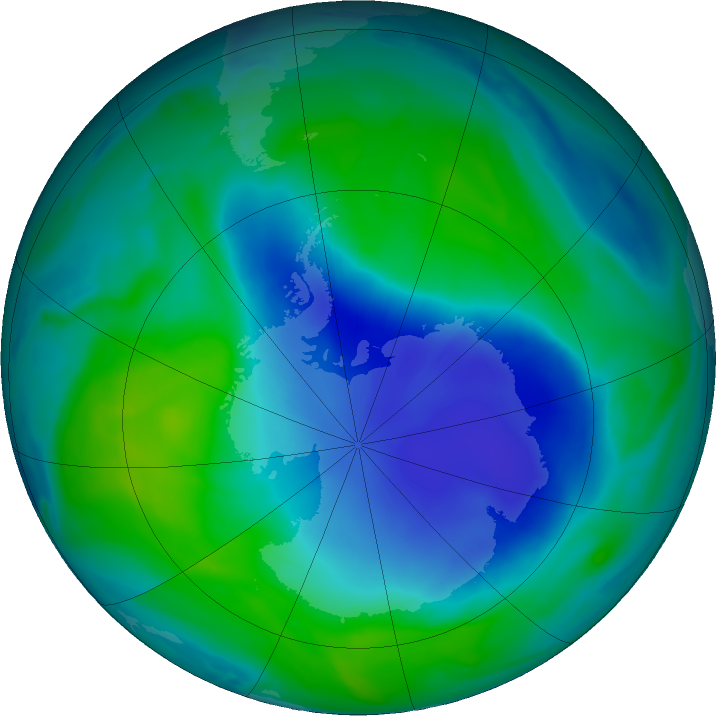 Antarctic ozone map for 17 December 2020